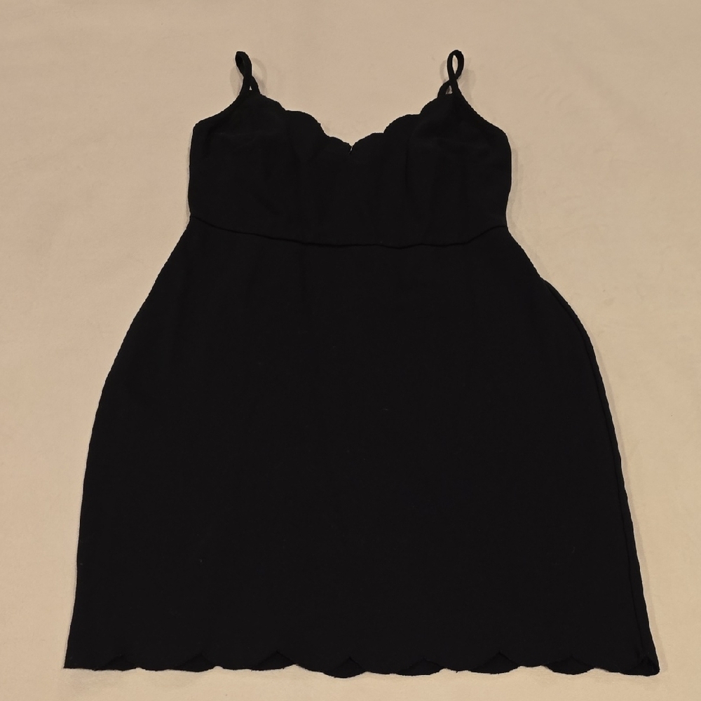 Black Scalloped Hem Dress